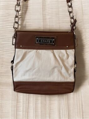 Chaps Leather Two-Tone Brown  and Cream Crossbody Bag